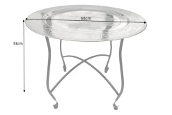Runder Couchtisch MARRAKESCH 60cm silber Teetisch abnehmbares Tablett klappbar