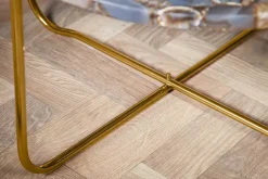 Runder Couchtisch NOBLE 65cm Edelstein Achat abnehmbare Tischplatte goldenes Metallgestell
