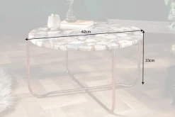 Runder Couchtisch NOBLE 65cm Edelstein Achat abnehmbare Tischplatte goldenes Metallgestell