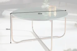 Runder Couchtisch NOBLE 65cm grün Marmor abnehmbare Tischplatte klappbar gold Metall