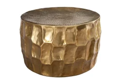 Runder Couchtisch ORGANIC ORIENT 70cm gold Metall Hammerschlag 3D-Design handmade