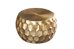 Runder Couchtisch ORGANIC ORIENT 70cm gold Metall Hammerschlag handmade Waben Design