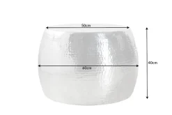 Runder Couchtisch ORIENT 60cm silber Metall Aluminium Hammerschlag Design handmade
