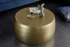 Runder Couchtisch ORIENT III 60cm gold Metall Hammerschlag Design handmade