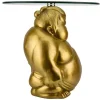 Runder Couchtisch SUMO 55cm gold Skulptur handmade