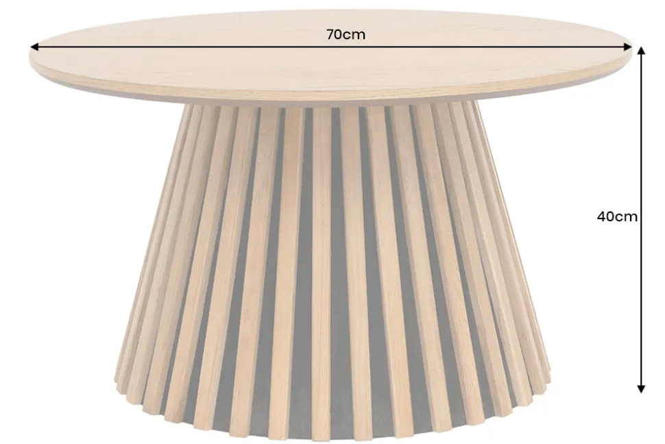 Runder Couchtisch VALHALLA WOOD 70cm natur Eichenholz Säulenfuß