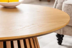 Runder Couchtisch VALHALLA WOOD 70cm natur Eichenholz Säulenfuß