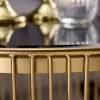 Runder Couchtisch VARIATION 80cm gold Metallgestell Schwarzglas Handarbeit