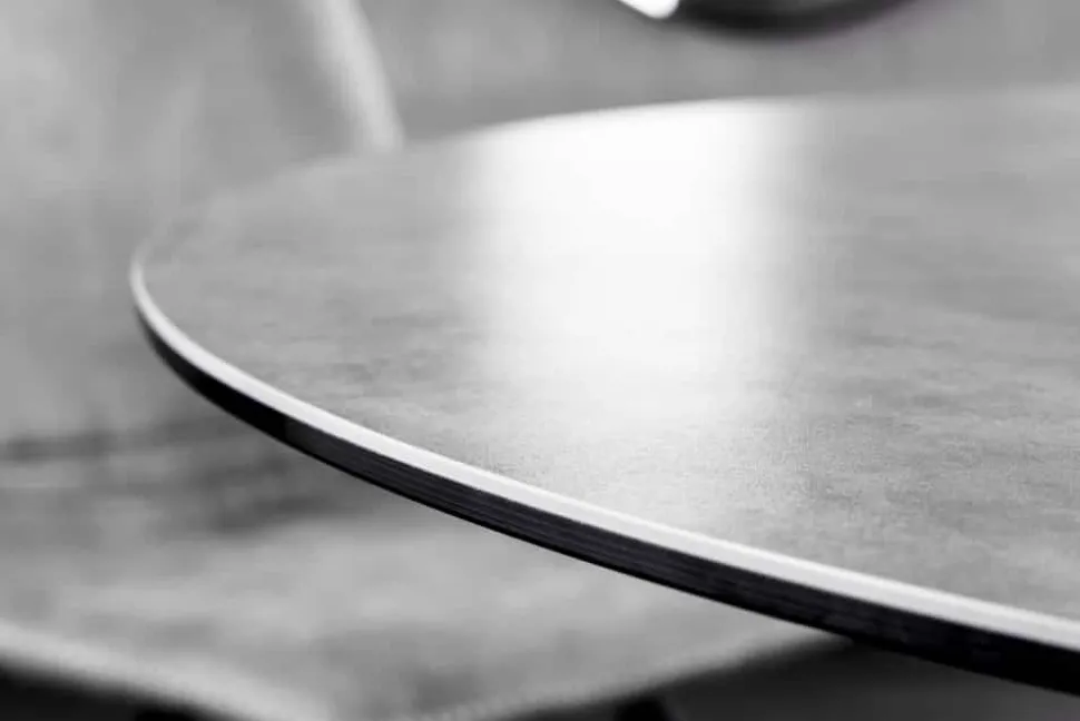 Runder Esstisch ALPINE 120cm anthrazit Keramik schwarzes Metallgestell