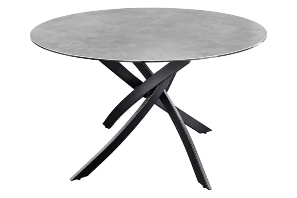 Runder Esstisch ALPINE 120cm anthrazit Keramik schwarzes Metallgestell