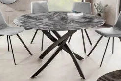Runder Esstisch ALPINE 120cm taupe Keramik schwarzes Metallgestell