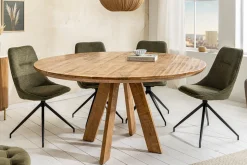 Runder Esstisch ART WOOD 140cm braun massiv Mangoholz