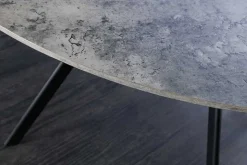 Runder Esstisch ATELIER 120cm grau Beton-Design schwarz Metall
