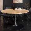 Runder Esstisch ATELIER 120cm natur Eiche schwarz Metall Säulenfuß