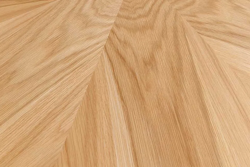Runder Esstisch ATELIER 120cm natur Eiche schwarz Metall Säulenfuß