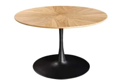 Runder Esstisch ATELIER 120cm natur Eiche schwarz Metall Säulenfuß