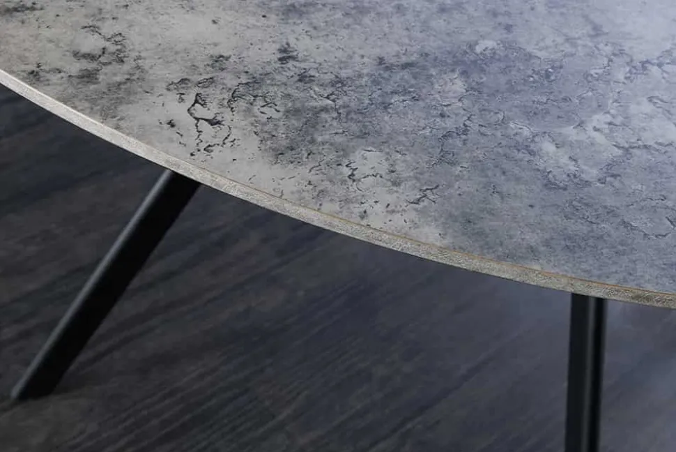 Runder Esstisch ATELIER 100cm grau Beton-Design schwarz Metall