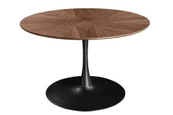 Runder Esstisch ATELIER 120cm braun Walnuss schwarzer Metall Säulenfuß