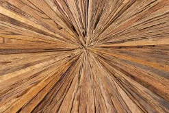 Runder Esstisch BARRACUDA 120cm braun Teak Massivholz Glasplatte silber Edelstahl verchromt