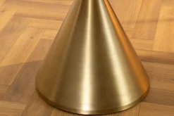 Runder Esstisch ELEGANCIA 130cm weiß Marmor gold Metall mit Säulenfuß
