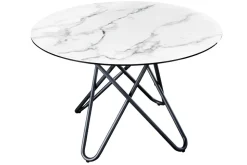 Runder Esstisch ELLIPSE 120cm Marmor weiß Keramik made in Italy Hairpin Legs