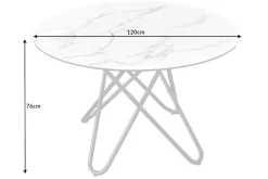 Runder Esstisch ELLIPSE 120cm Marmor weiß Keramik made in Italy Hairpin Legs