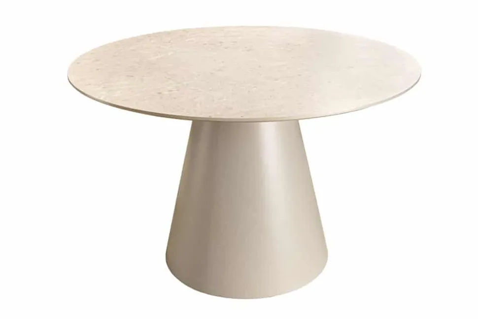 Runder Esstisch EN VOGUE 120cm matt grau Beton-Design mit Säulenfuß