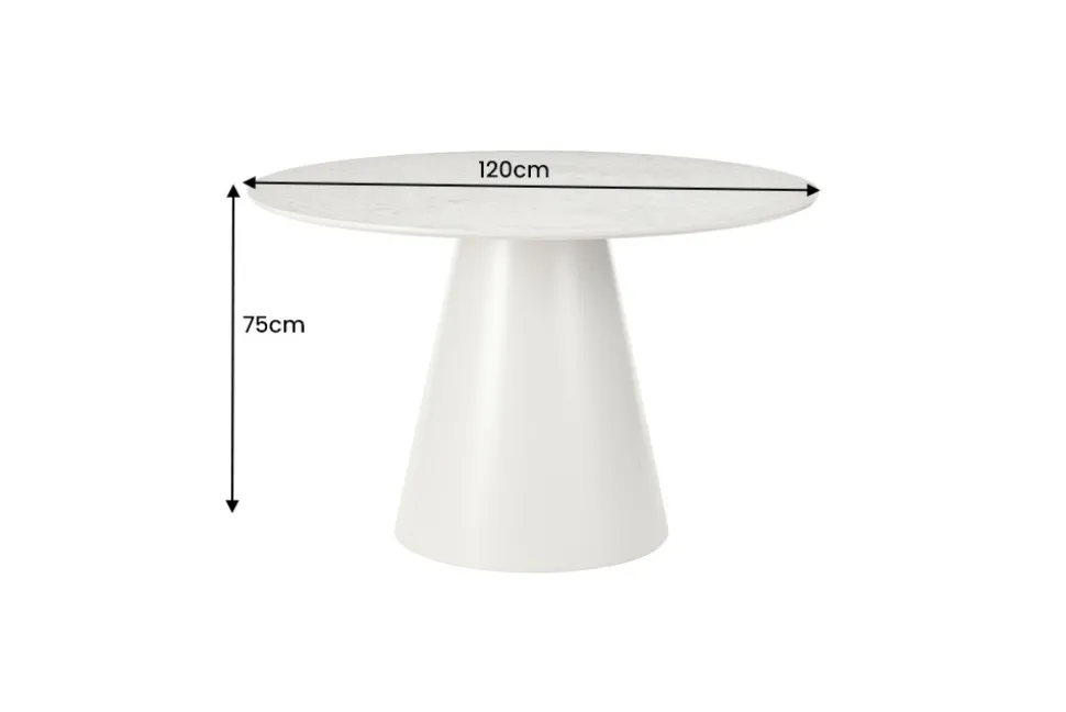 Runder Esstisch EN VOGUE 120cm matt grau Beton-Design mit Säulenfuß