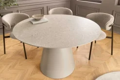 Runder Esstisch EN VOGUE 120cm matt grau Beton-Design mit Säulenfuß