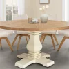 Runder Esstisch HAMPTONS 120cm hellbraun creme recycelte Pinie Massivholz