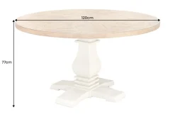 Runder Esstisch HAMPTONS 120cm hellbraun creme recycelte Pinie Massivholz