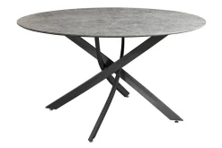Runder Esstisch HELIX 120cm grau Beton-Design schwarze Metallbeine Sterngestell