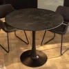 Runder Esstisch LYON 80cm anthrazit Marmor Keramik Bistrotisch schwarzer Säulenfuß