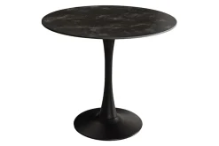 Runder Esstisch LYON 80cm anthrazit Marmor Keramik Bistrotisch schwarzer Säulenfuß