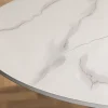Runder Esstisch LYON 80cm weiß Marmor Keramik Bistrotisch schwarzer Säulenfuß