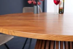 Runder Esstisch MAISON JADE 120cm natur Akazie Massivholz Säulenfuß