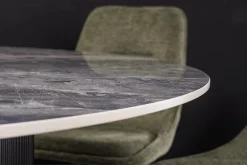 Runder Esstisch UNIQUE 120cm schwarz Keramik mit Säulenfuß