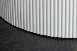 Runder Esstisch UNIQUE 120cm weiß Keramik mit Säulenfuß
