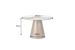 Runder Esstisch UNIQUE 120cm weiß grau braun Pandora Keramik Walnuss Säulenfuß