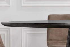 Runder Esstisch VALHALLA WOOD 140cm schwarz Eichenholz Säulenfuß