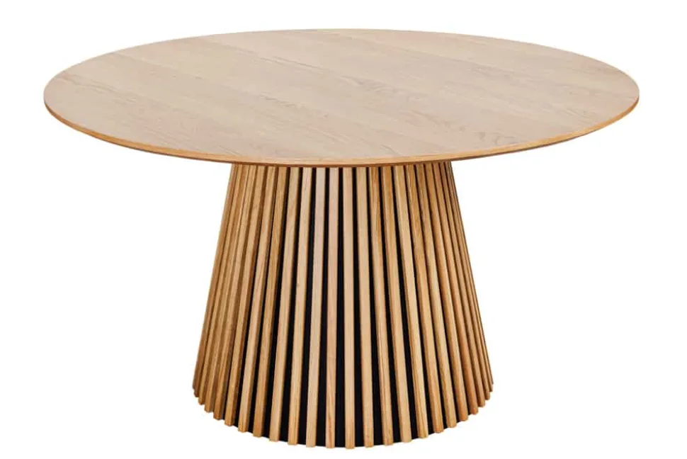 Runder Esstisch VALHALLA WOOD 120cm natur Eichenholz Säulenfuß