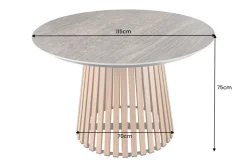 Runder Esstisch VALHALLA 115cm Keramik Lamellen-Design Indoor Outdoor