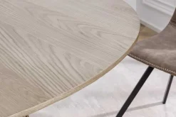 Runder Esstisch VALHALLA WOOD 140cm grau Eichenholz Säulenfuß