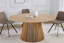Runder Esstisch VALHALLA WOOD 140cm natur Eichenholz Säulenfuß