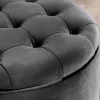 Runder Hocker MODERN BAROCK 50cm grau Samt mit Stauraum