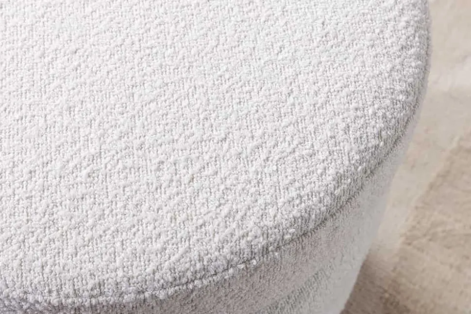 Runder Hocker VOGUE 50cm creme weiß Bouclé Polsterhocker mit Stauraum