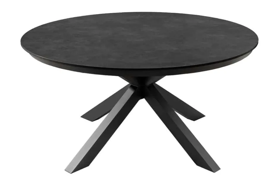Runder In- und Outdoor Esstisch GALAXY 120cm anthrazit Keramik Aluminium Gartentisch