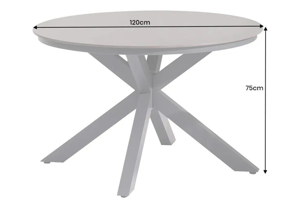 Runder In- und Outdoor Esstisch GALAXY 120cm anthrazit Keramik Aluminium Gartentisch