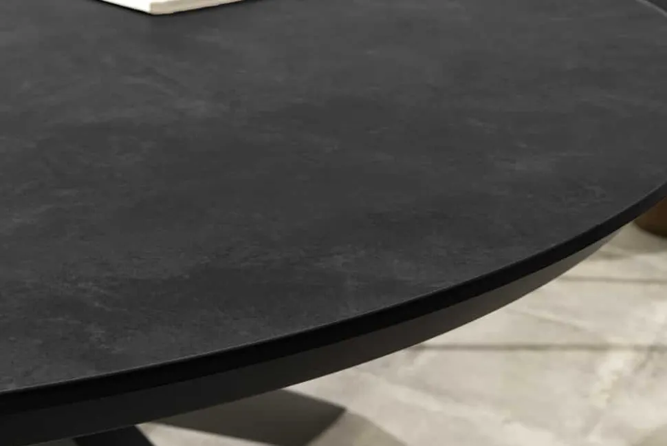 Runder In- und Outdoor Esstisch GALAXY 120cm anthrazit Keramik Aluminium Gartentisch