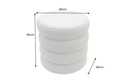 Runder Polsterhocker VOGUE 40cm weiß Bouclé mit Stauraum